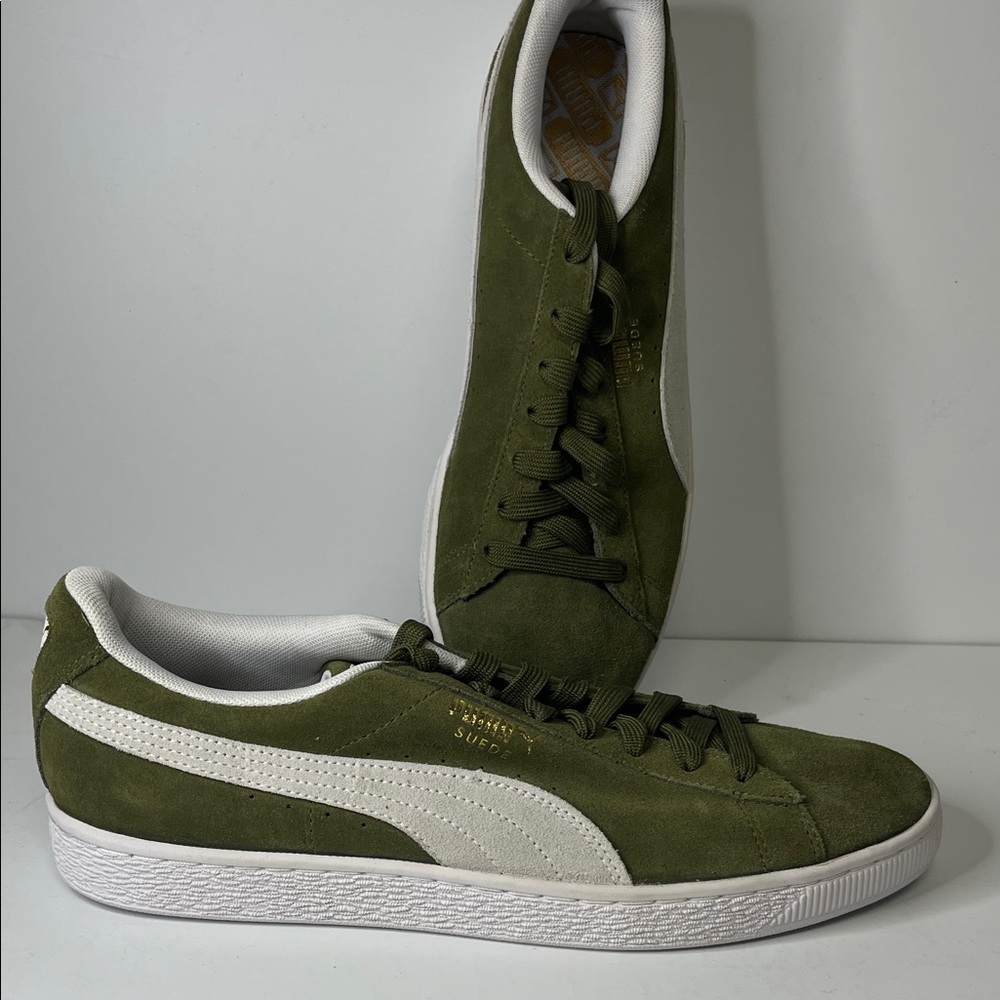 Puma Men's Olive Suede Sneakers